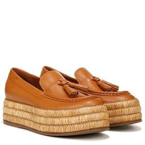 NIB Franco Sarto Sz 10 Leather Platform Tassel Loafers